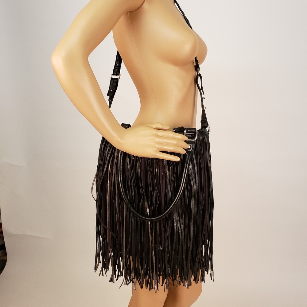 Steve Madden Black Fringe shoulder tote